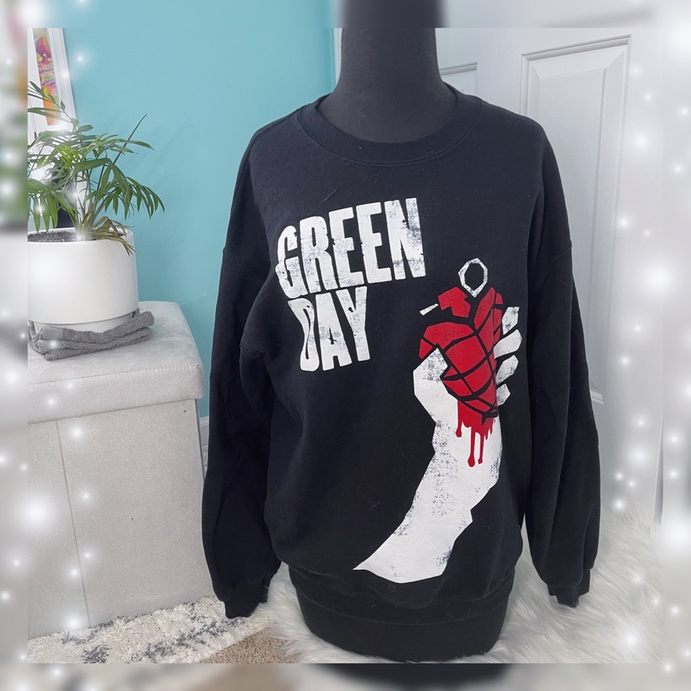 Green Day Oversized Crew Neck Sweater